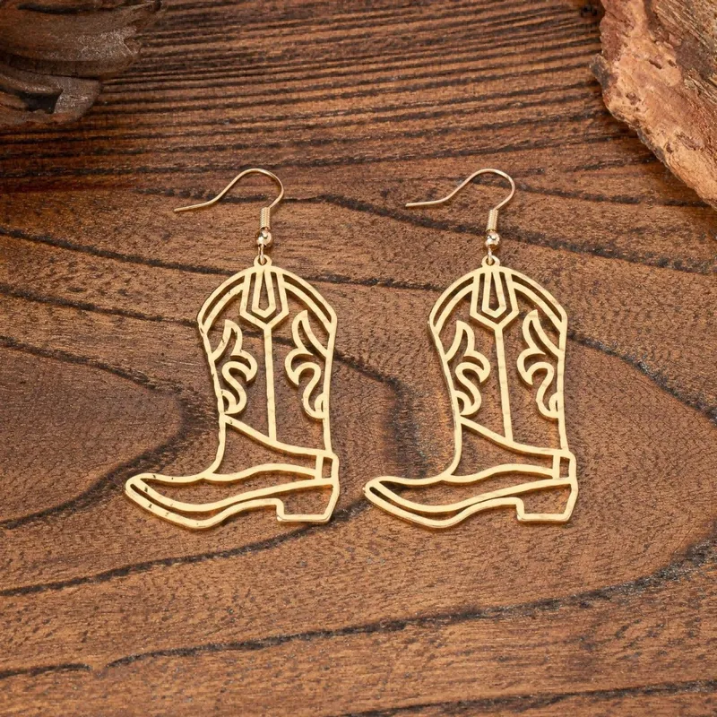 Western Cowboy Hollow Out Short Boots Women's Earrings Creative Retro Ear Jewelry Fashion Accessories