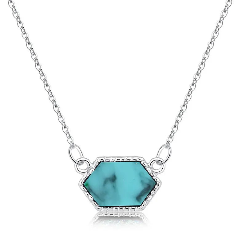 Crystal cluster turquoise diamond pendent necklace
