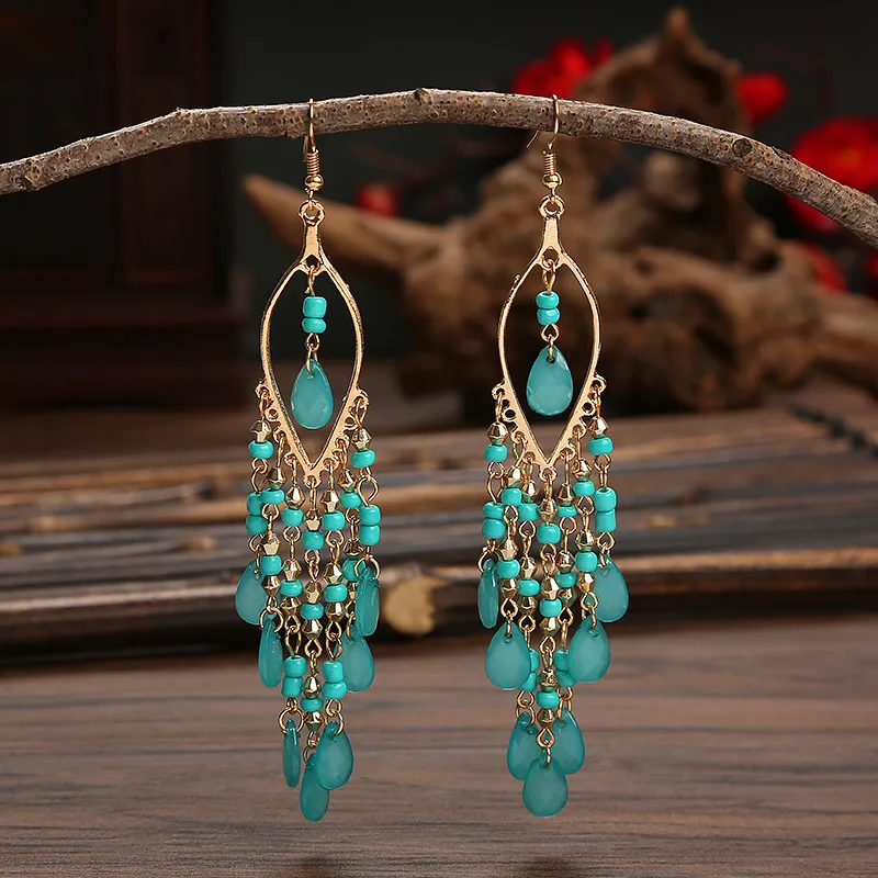 Fashion Geometric Alloy Seed Bead Plating Women's Drop Earrings