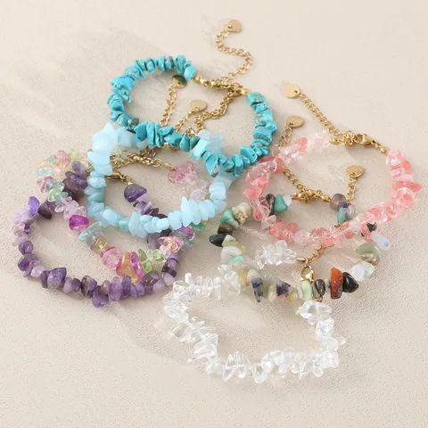 Vacation Irregular Geometric 304 Stainless Steel Stone Gravel Beaded Chain Beaded Bracelets