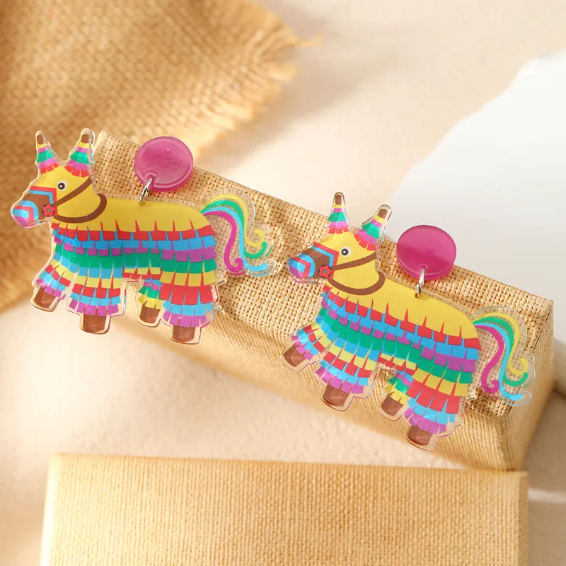 Hawaiian Vacation Animal Tassel Arylic Drop Earrings