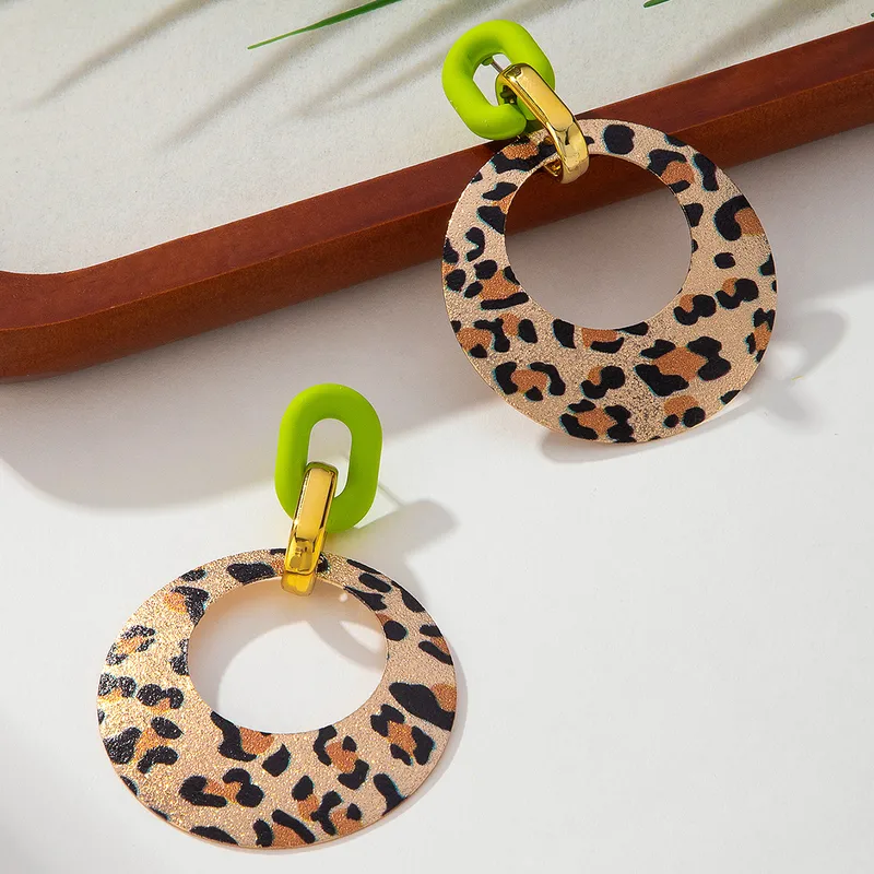 Vintage Style Exaggerated Leopard Arylic Iron Drop Earrings