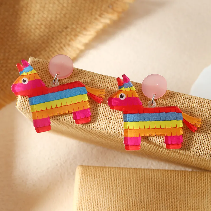 Hawaiian Vacation Animal Tassel Arylic Drop Earrings