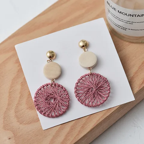 Fashion Geometric Wood Hollow Out Drop Earrings