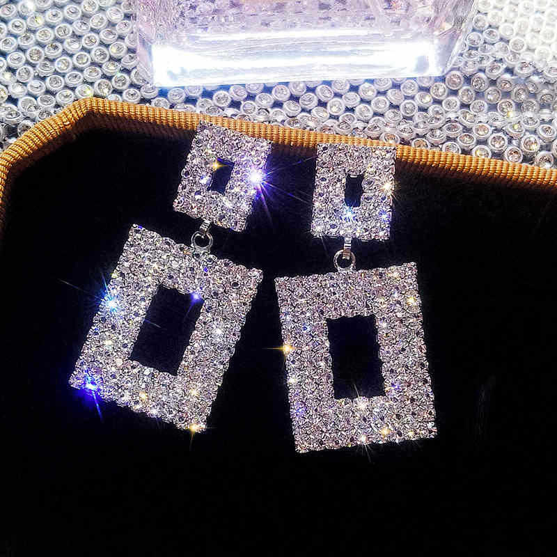 Retro Rhombus Alloy Plating Rhinestones Women's Drop Earrings