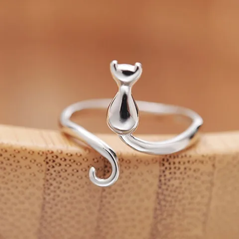 Cute Animal Cat Alloy Asymmetrical Plating Open Rings