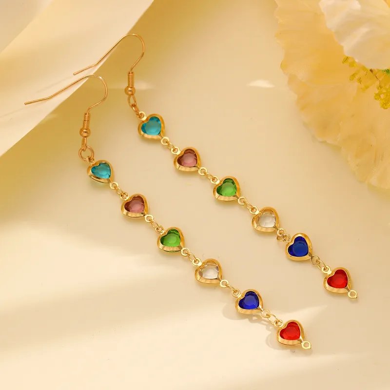 Elegant Heart Shape Plating Copper Drop Earrings