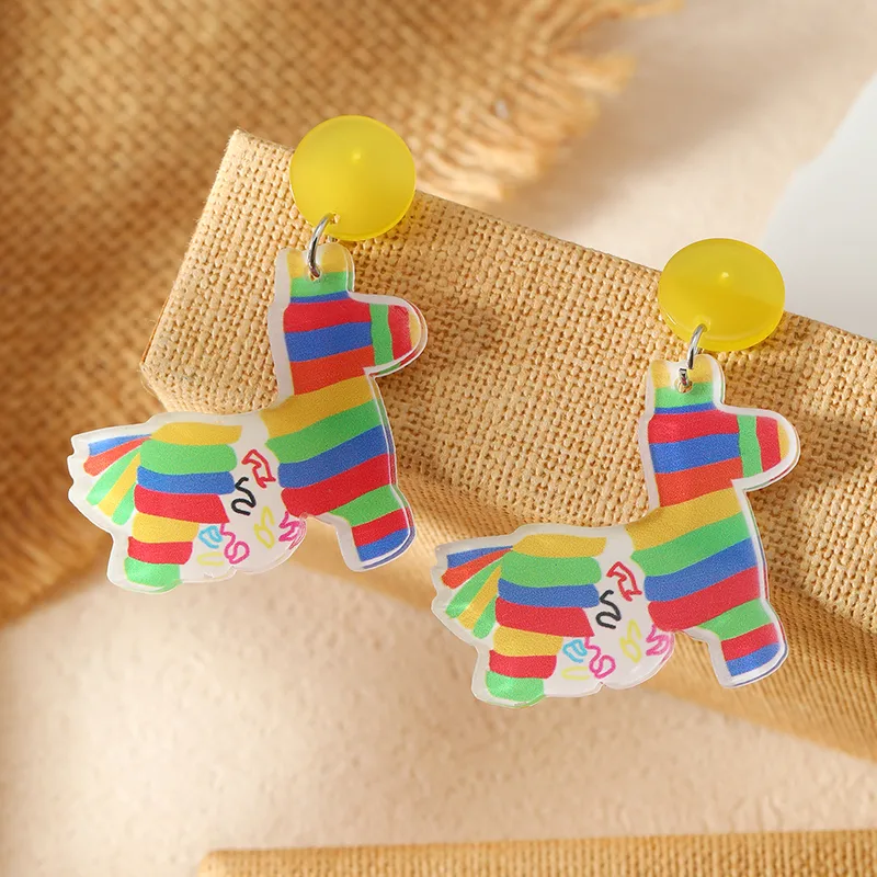 Hawaiian Vacation Animal Tassel Arylic Drop Earrings
