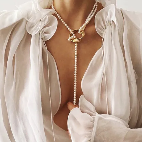 Simple Style Round Artificial Pearl Alloy Beaded Women's Bracelets and Necklace