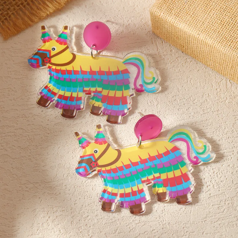 Hawaiian Vacation Animal Tassel Arylic Drop Earrings