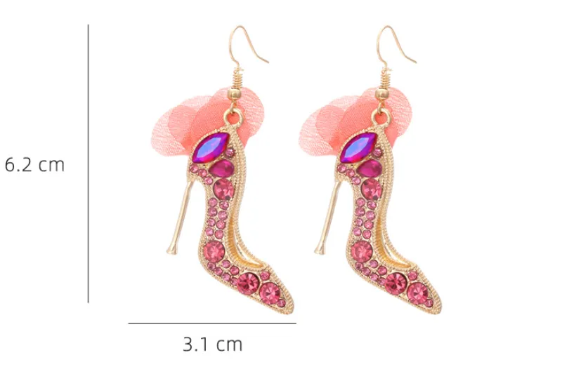 High heel rhinestones earring