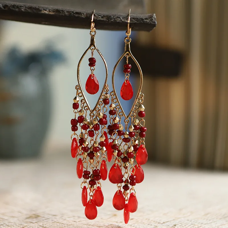 Fashion Geometric Alloy Seed Bead Plating Women's Drop Earrings