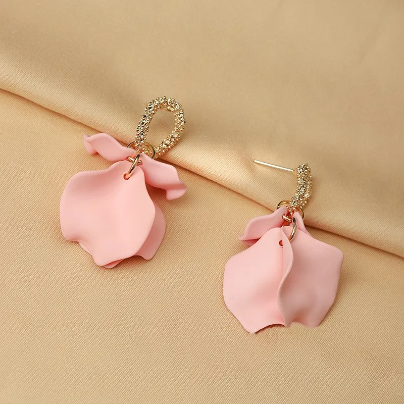 Elegant Flower Inlay Alloy Acrylic Drop Earrings