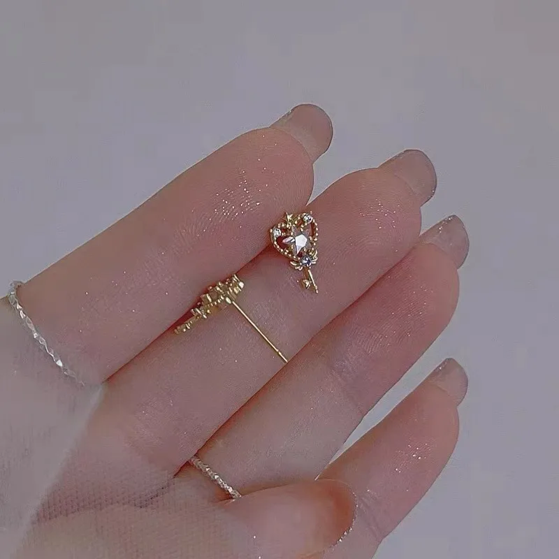 Pink Magic Wand Earrings For Women Unique Design Sweet Heart-shaped Jewelry Accessories Suitable For Dates And Travel