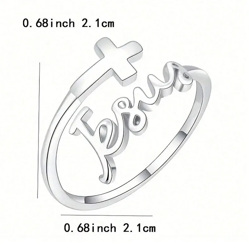 Cross Letter Silver  Alloy  Open Rings