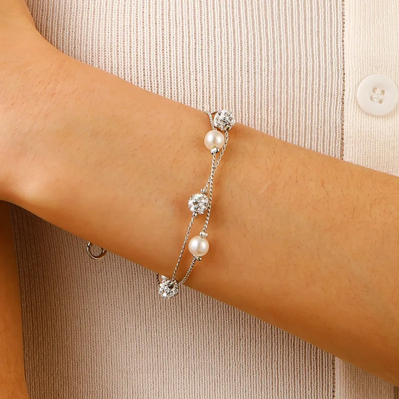 Casual Simple Style Streetwear Geometric Artificial Pearls Copper  Bracelets