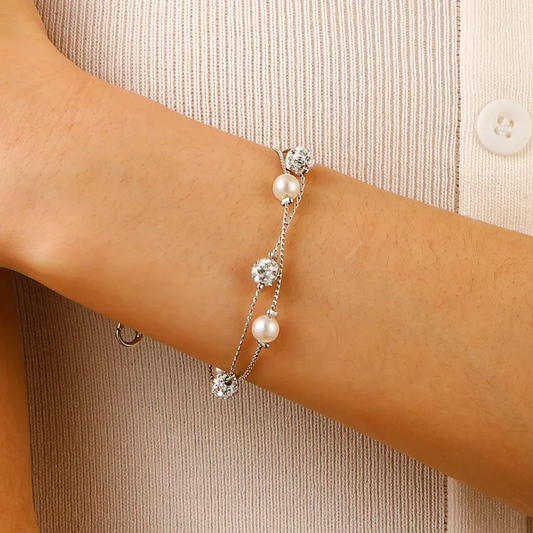 Casual Simple Style Streetwear Geometric Artificial Pearls Copper  Bracelets