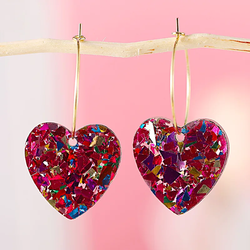 Cute Retro Sweet Heart Shape Arylic Earrings