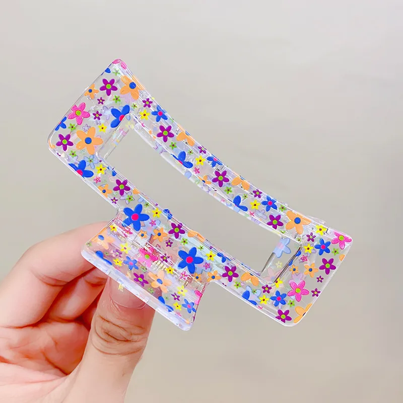 Sweet Women'S Flower Arylic Printing Hair Claws