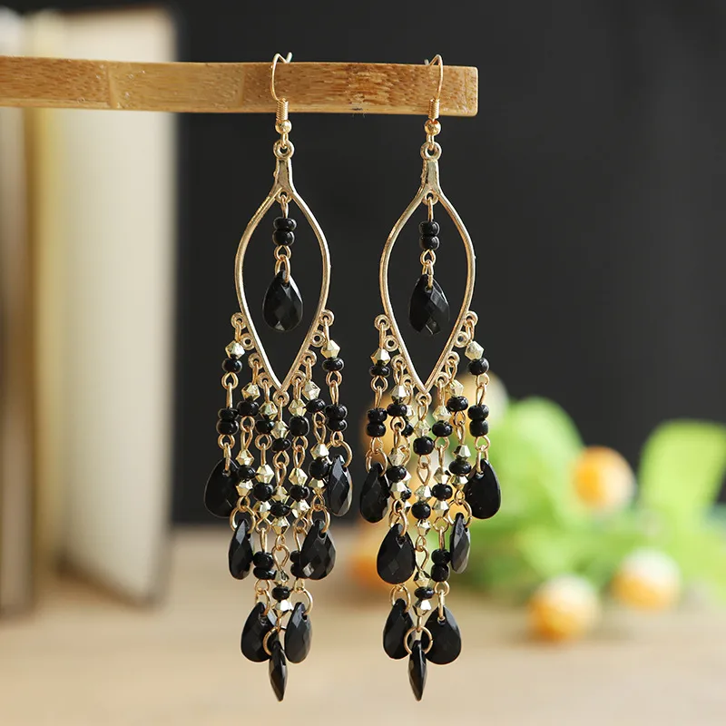 Fashion Geometric Alloy Seed Bead Plating Women's Drop Earrings