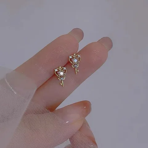 Pink Magic Wand Earrings For Women Unique Design Sweet Heart-shaped Jewelry Accessories Suitable For Dates And Travel