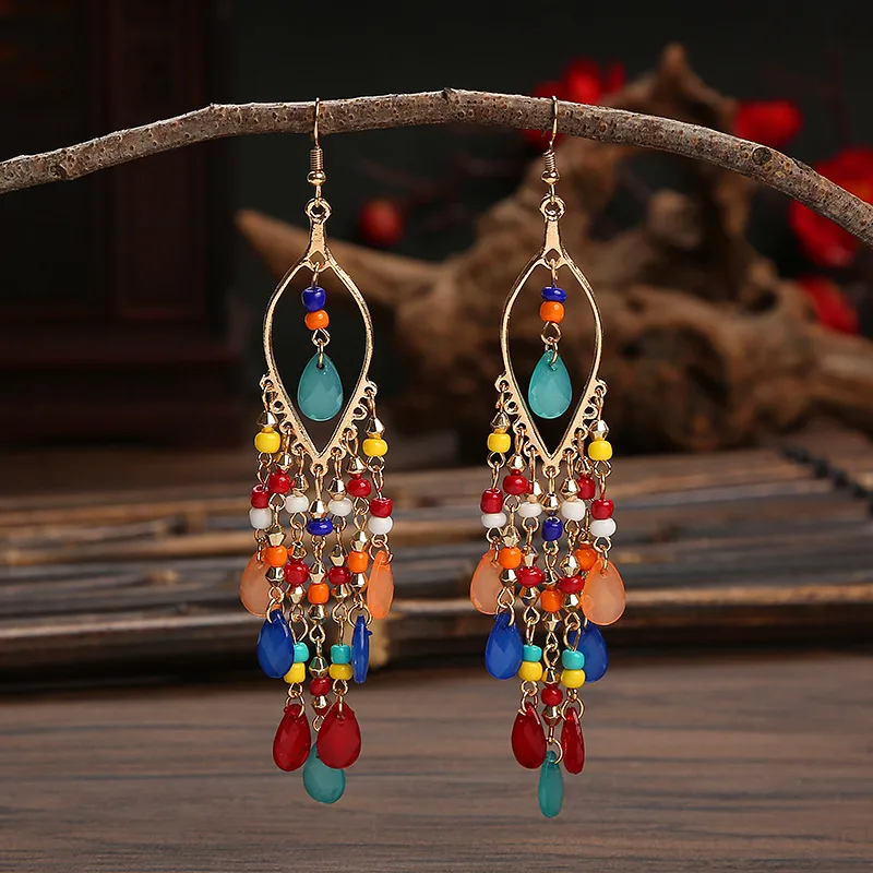 Fashion Geometric Alloy Seed Bead Plating Women's Drop Earrings