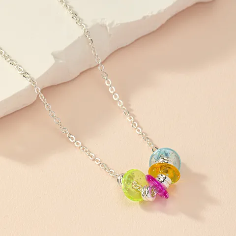 Princess Cute Sweet Geometric Arylic Iron  Pendant Necklace