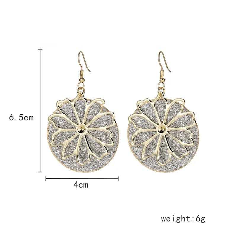 Elegant shiny flower drop earring