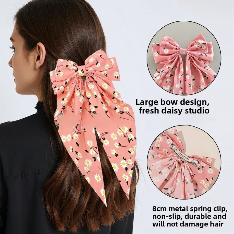 Sweet Daisy Hairpin For Women In Pink Cloth Material Hair Accessory