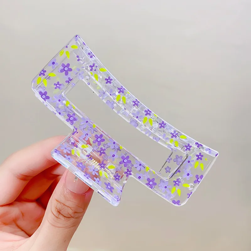 Sweet Women'S Flower Arylic Printing Hair Claws