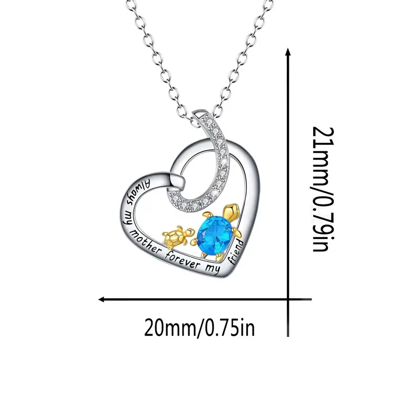 Heart shape mother and child  turtle necklace