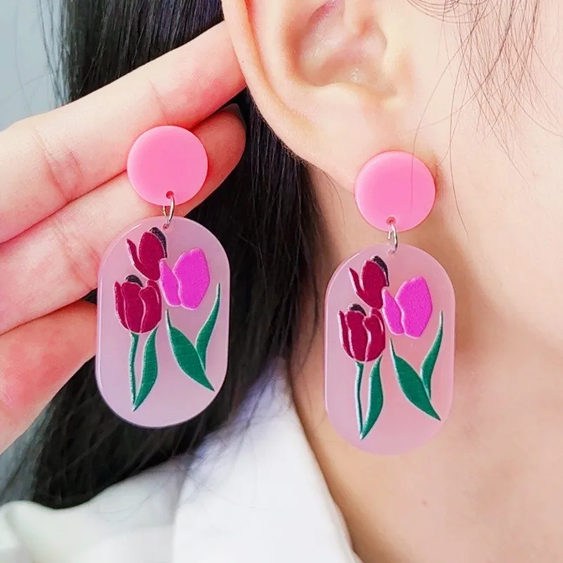 Flower drop earring