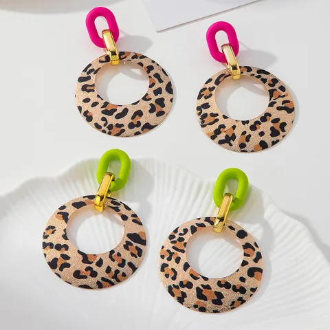 Vintage Style Exaggerated Leopard Arylic Iron Drop Earrings