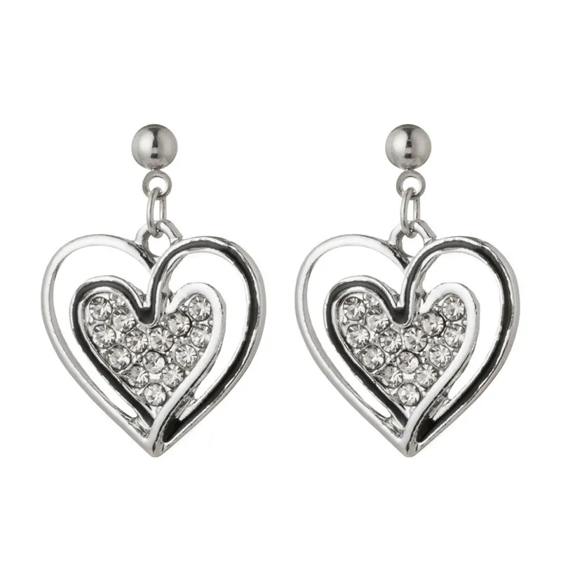 Simple Style Heart Shape Plating Inlay Alloy Artificial Gemstones Drop Earrings