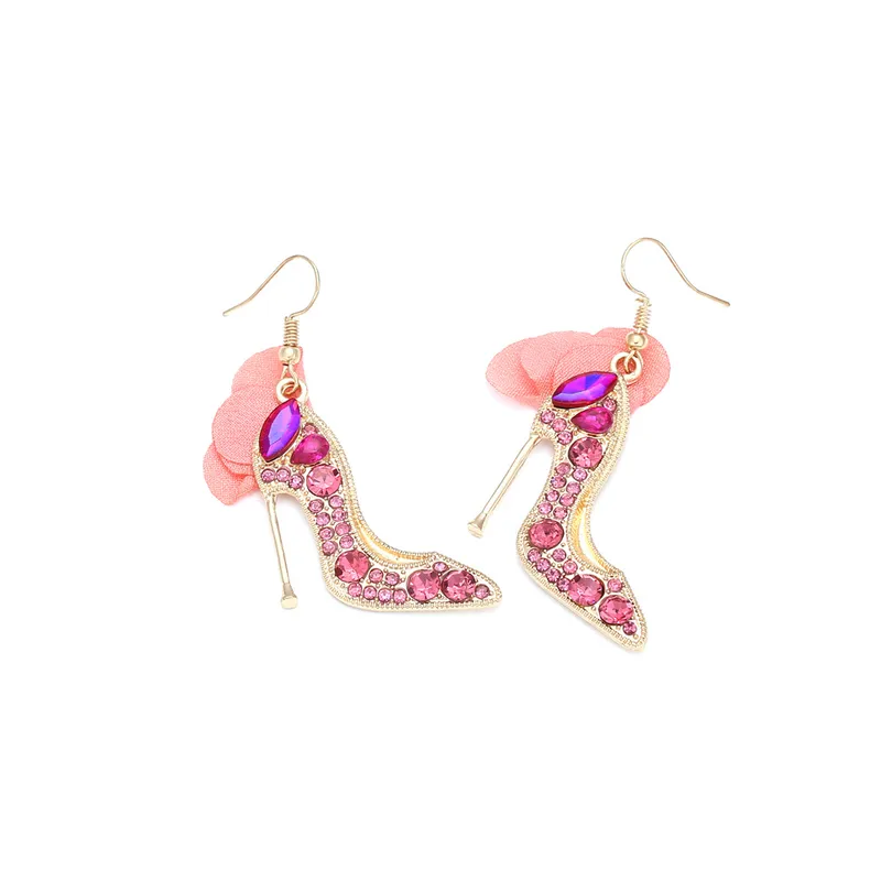 High heel rhinestones earring