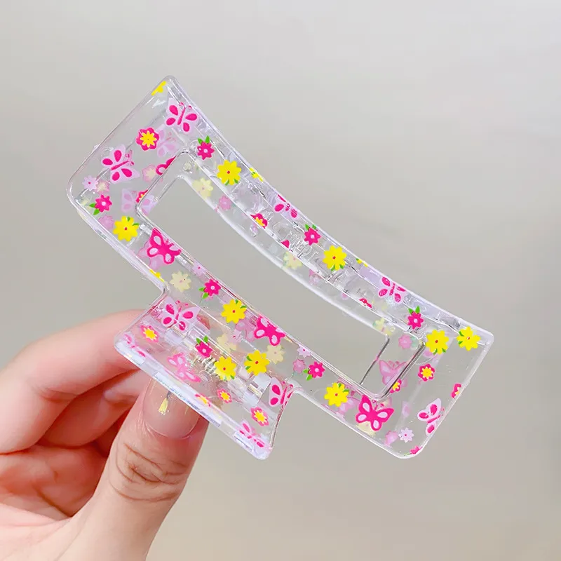 Sweet Women'S Flower Arylic Printing Hair Claws