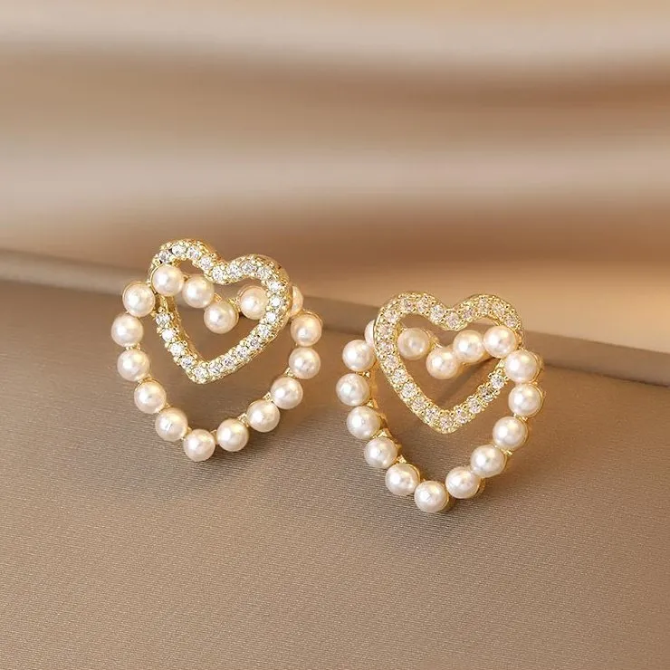 Pearl Heart Stud Earring