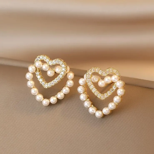 Pearl Heart Stud Earring