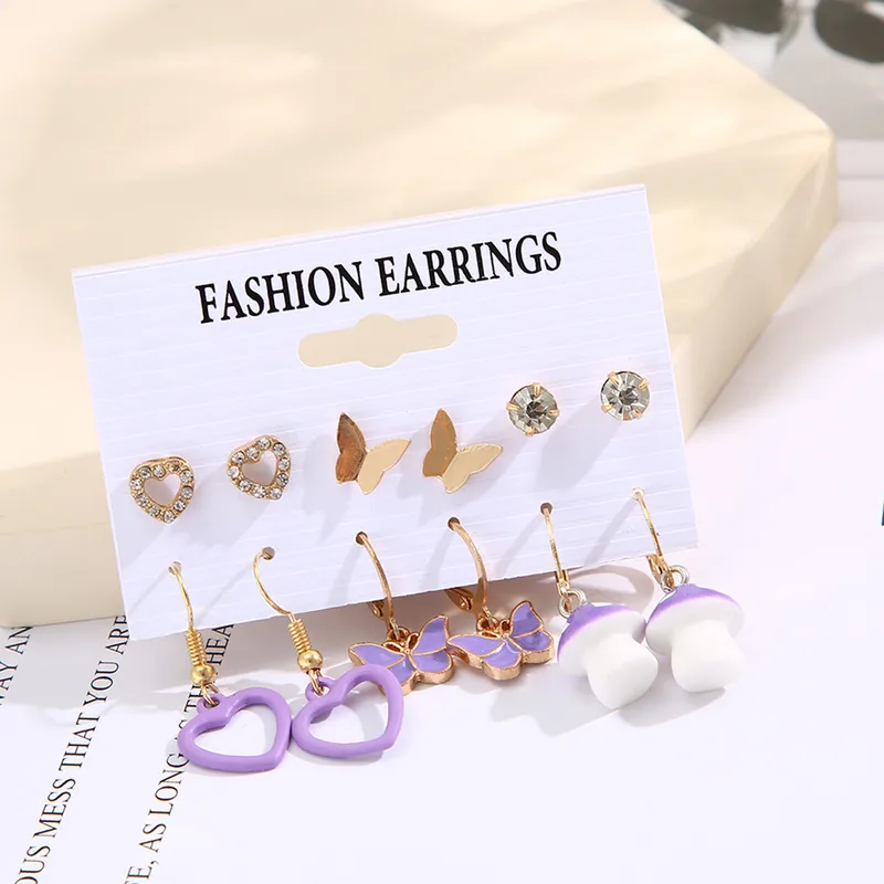 Simple style heart shape plating zinc alloy gold plated drop earring