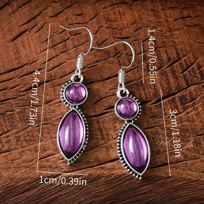 Retro Leaf Alloy Stone Drop Earrings