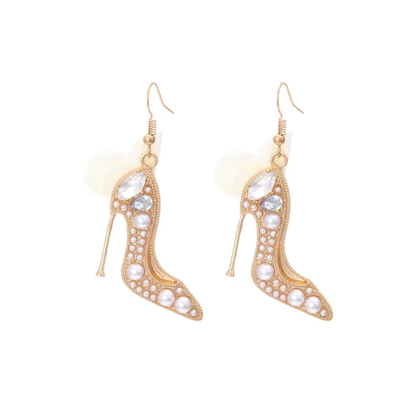 High heel rhinestones earring