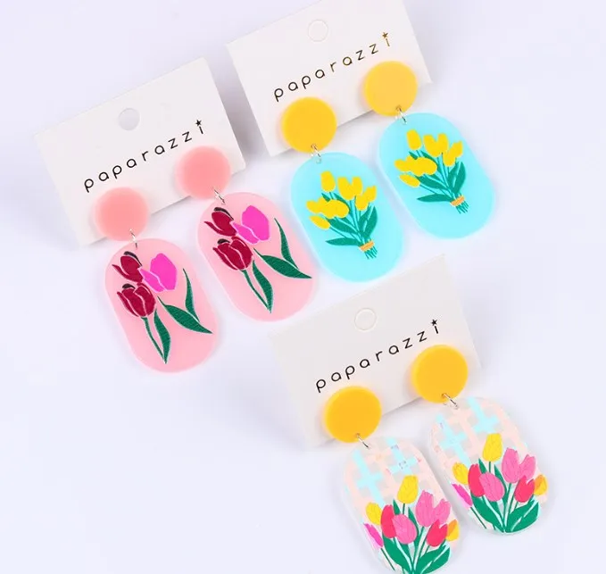 Flower drop earring
