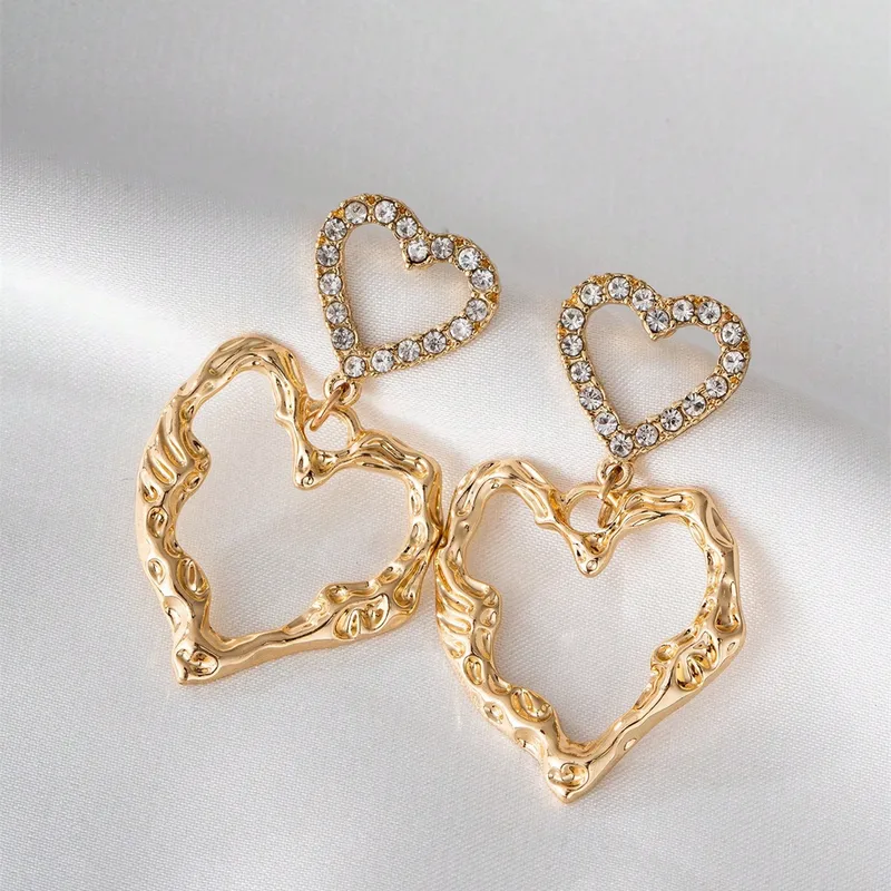Heart Shape Alloy Zircon Drop Earrings