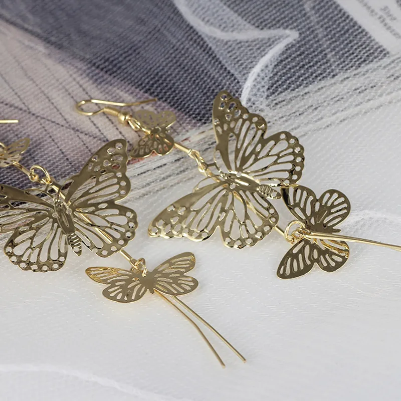 Vintage Style Butterfly Alloy Drop Earrings