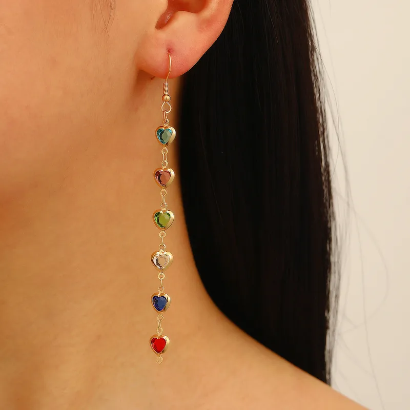 Elegant Heart Shape Plating Copper Drop Earrings