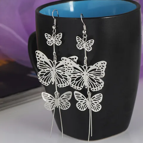 Vintage Style Butterfly Alloy Drop Earrings