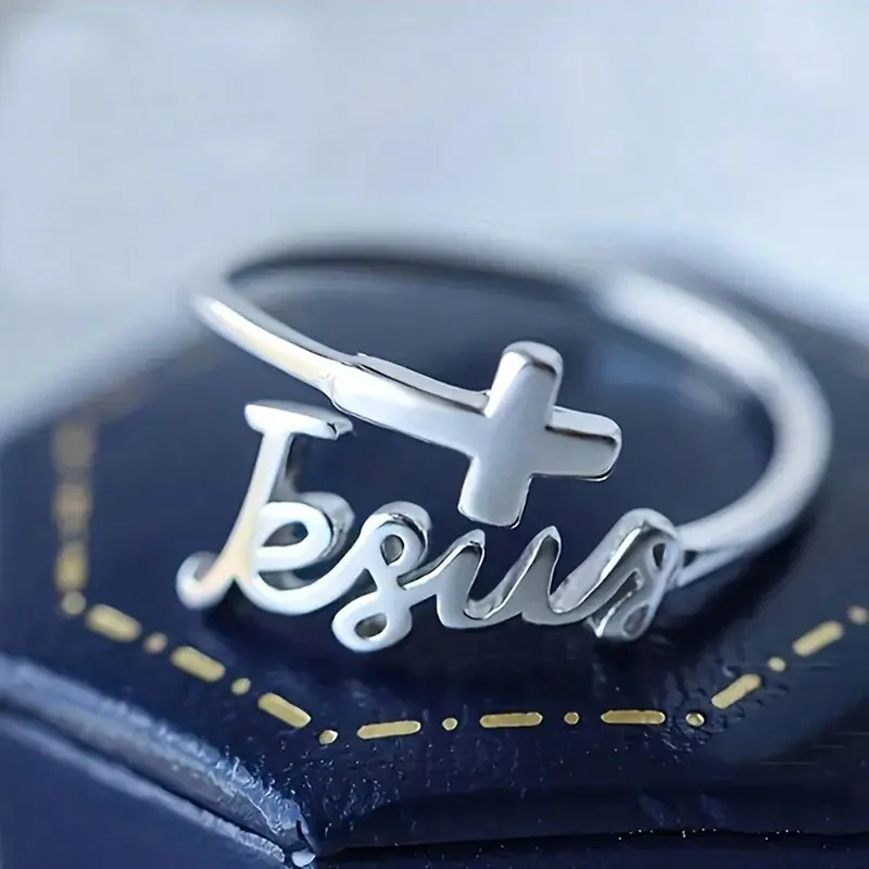 Cross Letter Silver  Alloy  Open Rings