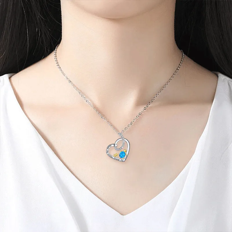 Heart shape mother and child  turtle necklace