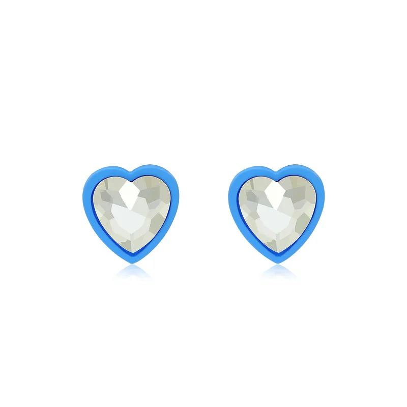 Heart Shape Inlay Arylic Artificial Diamond Ear Studs