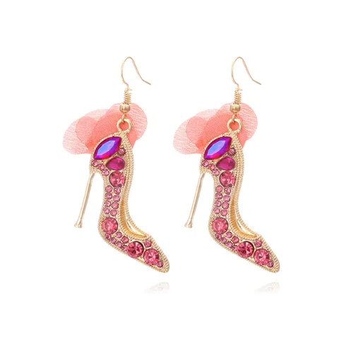 High heel rhinestones earring
